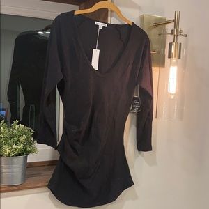 James Perse side rouched 3/4 length sleeve